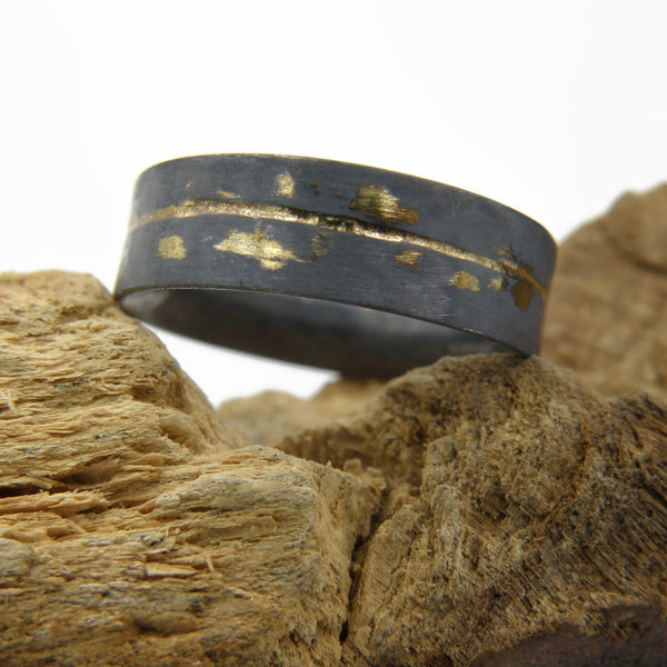 Gold Inlay Straight and Narrow Comfort Fit Ring