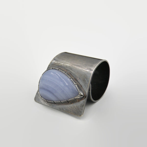 Blue Lace Agate Fold Over Ring