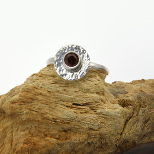 Silver and Garnet Fire Ring