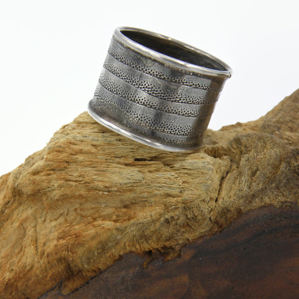Wide Silver Band-Oxidized