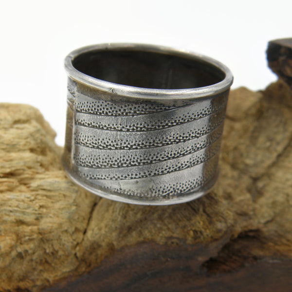 Wide Silver Band-Oxidized