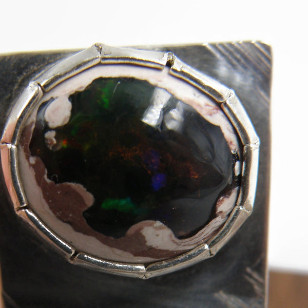 Cantera Opal Fold Over Ring Green and Purple