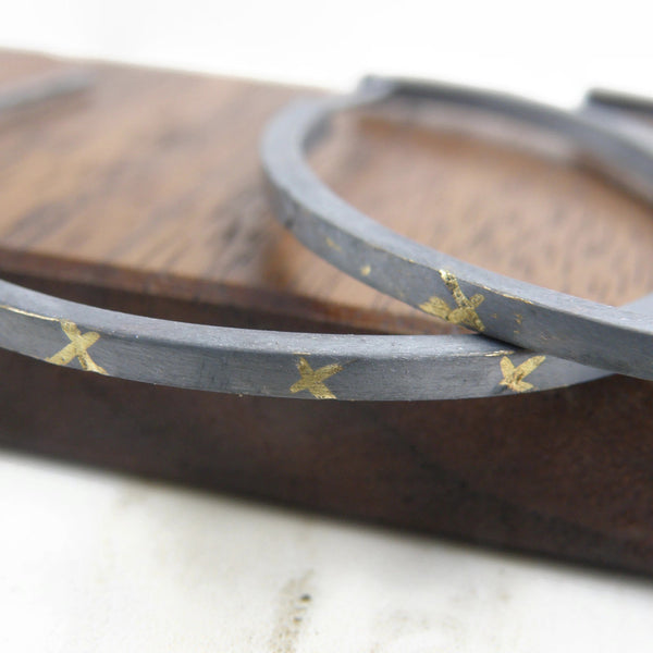Gold Inlay Crossroads Large Hoops