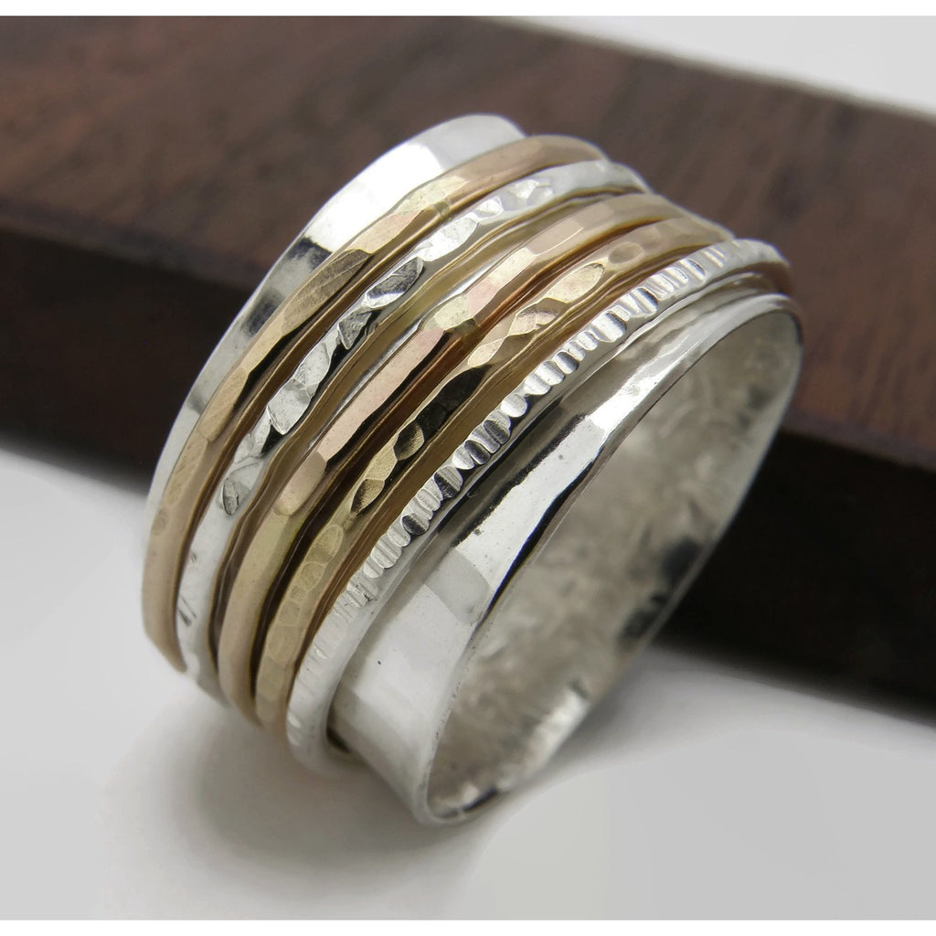 Pro and Con - Gold and Silver Spinner Ring – The Silversmith Jewelry