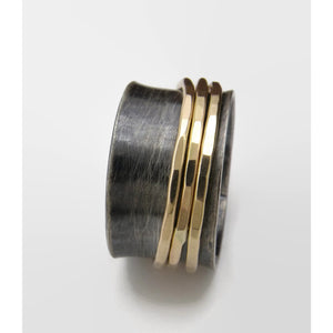 Black and Gold Fill Spinner Ring